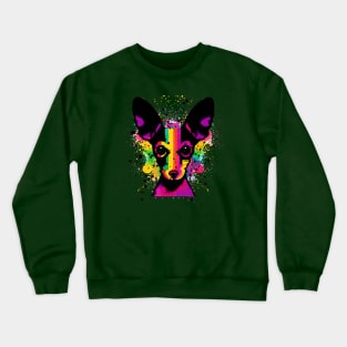 Cute Rat Terrier Puppy Colorful Stencil Arwork Crewneck Sweatshirt